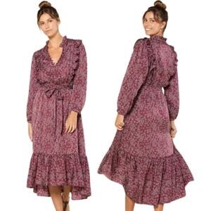 Outerknown Organic Cotton Stardust Long Sleeve Midi Dress Size S NWT Belted